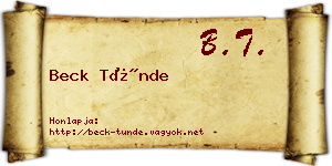 Beck Tünde névjegykártya